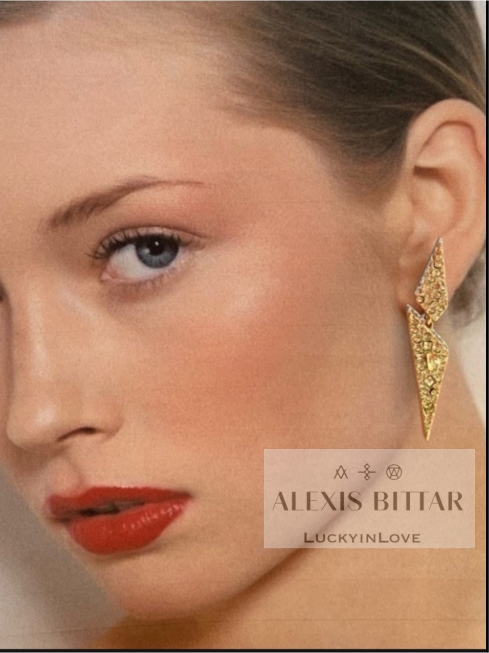 ALEXIS BITTAR • Gold Crystal Encrusted Hinged Origami Shards Post Drop Earrings